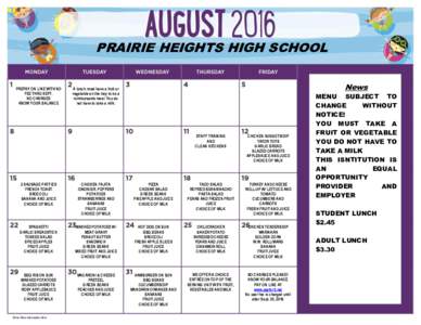 PRAIRIE HEIGHTS HIGH SCHOOL PREPAY ON LINE WITH NO FEE THRU SEPT. NO CHARGES KNOW YOUR BALANCE