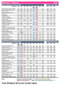 Newquay - Padstow  556 Monday to Saturday ( except public holidays) Service no. 556