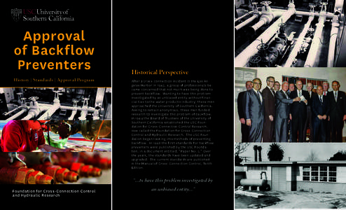 Approval of Backflow Preventers History | Standards | Approval Program  Historical Perspective