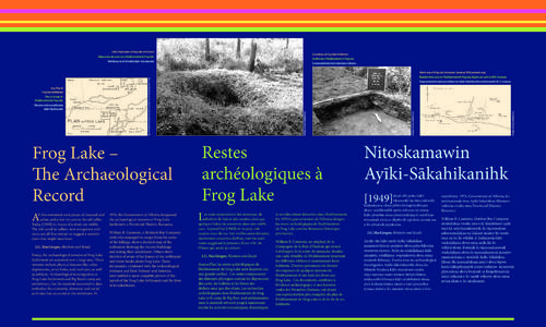 Cellar Depressions at Frog Lake Settlement  Excavations at Frog Lake Settlement Fouilles dans l’établissement de Frog Lake E-mōnācahikātek Ayīki-Sākahikan wīkiwina