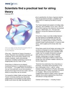 Scientists find a practical test for string theory