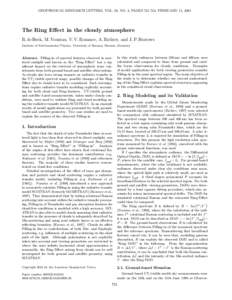 GEOPHYSICAL RESEARCH LETTERS, VOL. 28, NO. 4, PAGES, FEBRUARY 15, 2001  The Ring Effect in the cloudy atmosphere R. de Beek, M. Vountas, V. V. Rozanov, A. Richter, and J. P. Burrows Institute of Environmental Phy