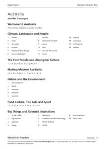 Upper Level 	  Exercises Answer Key Australia Jennifer Gascoigne