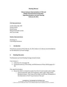 FDA and Medicis Meeting Minutes February 23, 2011-Panel Pack Contents Discussion