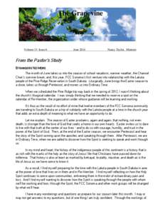 The Grapevine Newsletter of the First Congregational Church of Sonoma United Church of Christ Volume 33 Issue 6  June 2014