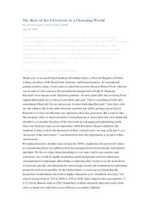 Microsoft Word - The Role of the University in a Changing World- Speech.doc