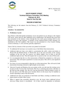 SRF No[removed]Page 1 of 4 SOUTH ROBERT STREET Technical Advisory Committee (TAC) Meeting February 23, 2012