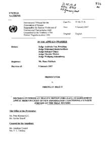 UNITED NATIONS International Tribunal for the Prosecution of Persons Responsible for Serious Violations of International Humanitarian Law