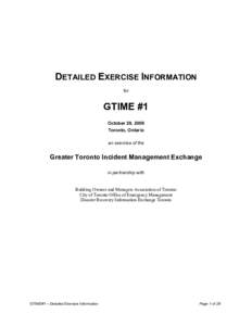 DETAILED EXERCISE INFORMATION for GTIME #1 October 29, 2009 Toronto, Ontario