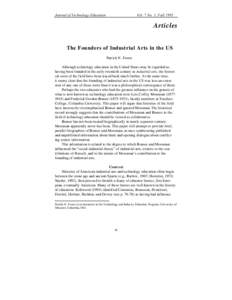 Journal of Technology Education  Vol. 7 No. 1, Fall 1995 Articles The Founders of Industrial Arts in the US