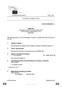 [removed]EUROPEAN PARLIAMENT Committee on Budgetary Control  CONT_PV(2011)0713_1
