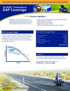 Guaranteed Asset Protection (GAP) covers customers when their insurance leaves them stranded  XtraRide® Powersports GAP Coverage