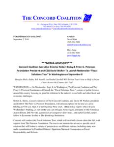 1011 Arlington Blvd., Suite 300 Arlington, VA[removed]6222 ♦ (Fax[removed]www.concordcoalition.org ♦ [removed] FOR IMMEDIATE RELEASE: September 2, 2010