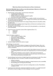 MINISTERIAL ROUNDTABLE DISCUSSION ON PUBLIC GOVERNANCE MR. JEROEN NIJLAND, DIRECTOR REGULATORY REFORM GROUP, MINISTRY OF FINANCE AND ECONOMIC AFFAIRS, T HE NETHERLANDS   