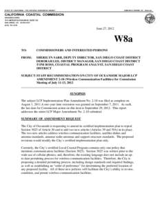 California Coastal Commission Staff Report and Recommendation Regarding City of Oceanside LCPA No[removed]Wireless Communication Facilities)