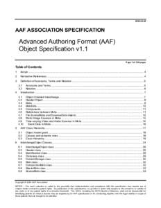 [removed]AAF ASSOCIATION SPECIFICATION Advanced Authoring Format (AAF) Object Specification v1.1