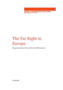 The Far Right in Europe European Summer University for Social Movements