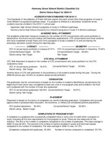 Harmony Grove School District (Ouachita Co) District Status Report for[removed]ACCREDITATION STANDARDS FOR[removed]The Standards of Accreditation of Public Schools require that each school offer three programs of study i