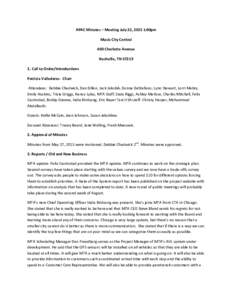 APAC Minutes – Meeting July 22, 2015 1:00pm Music City Central 400 Charlotte Avenue Nashville, TNCall to Order/Introductions