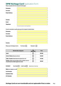 OPW Heritage Card Application Form