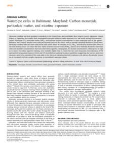 Waterpipe cafes in Baltimore, Maryland: Carbon monoxide, particulate matter, and nicotine exposure