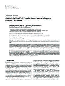 Oxidatively Modified Proteins in the Serous Subtype of Ovarian Carcinoma