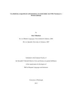 Una dialéctica compartida de enfrentamiento a la modernidad: José Félix Fuenmayor y Horacio Quiroga by Gina Villamizar B.A. in Modern Languages, Universidad del Atlántico, 2004