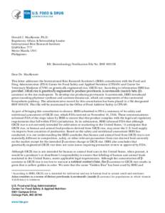 Biotechnology Consultation Agency Response Letter BNF