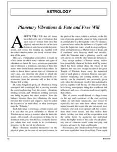 ASTROLOGY  Planetary Vibrations & Fate and Free Will A