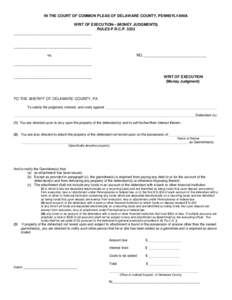 Contract law / Garnishment / Attachment / Writs / Lawsuit / Writ of execution / Deposit account / Writ / Collection of judgments in Virginia / Law / Civil procedure / Judicial remedies