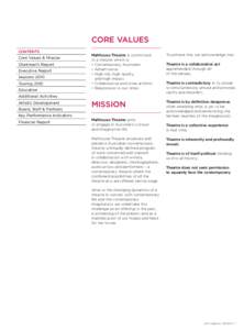 Core Values Contents Core Values & Mission Chairman’s Report Executive Report