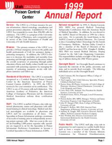 American Association of Poison Control Centers / Poison control center / Medical toxicology / National Poison Prevention Week / Clinical Toxicology / Poison / University of Utah Hospital / Utah / Medicine / Health care / United States