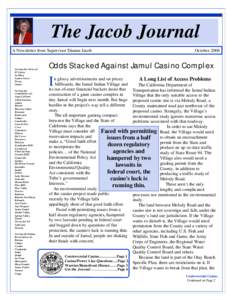 The Jacob Journal A Newsletter from Supervisor Dianne Jacob Serving the Cities of: El Cajon La Mesa
