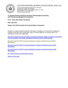 THE STATE EDUCATION DEPARTMENT / THE UNIVERSITY OF THE STATE OF NEW YORK / ALBANY, NY[removed]Office for Prekindergarten through Grade 12 Education Child Nutrition Program Administration 89 Washington Avenue, Room 375EBA,