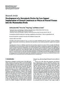 Development of a Stereotaxic Device for Low Impact Implantation of Neural Constructs or Pieces of Neural Tissues into the Mammalian Brain