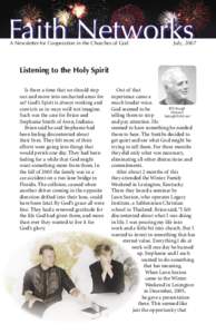 Faith	Networks A	Newsletter	for	Cooperation	in	the	Churches	of	God July,	2007  Listening	to	the	Holy	Spirit