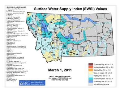 Surface Water Supply Index (SWSI) Values  RIVER INDEX & SWSI VALUES 1 Marias above Tiber Reservoir[removed]Tobacco 1.7