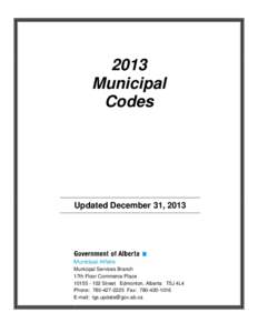 2013 Municipal Codes Updated December 31, 2013