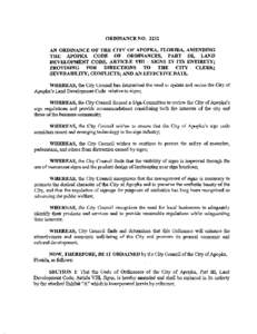 ORDINANCE NO[removed]AN ORDINANCE OF THE CITY OF APOPKA FLORIDA AMENDING LAND THE APOPKA