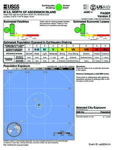 Green Alert Earthquake Shaking M 5.6, NORTH OF ASCENSION ISLAND