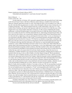 Southern Campaign American Revolution Pension Statements & Rosters Pension Application of James Callaway W9771 Transcribed and annotated by C. Leon Harris. Revised 7 June[removed]State of Missouri } County of Howard } SS.