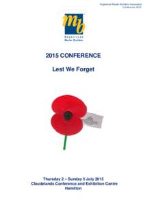 Registered Master Builders Association ConferenceCONFERENCE Lest We Forget