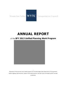 SFY13 WVTC Unified Planning Work Program