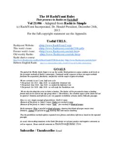 The 10 RashiYomi Rules Their presence in Rashis on VaAyRaH Vol 21#06 - Adapted from Rashi-is-Simple (c) RashiYomi Incorporated, Dr. Hendel President, December 24th, 2013