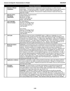 General and Specific Characteristics for Model:  EMGRESP General Characteristics 1