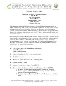 California Landscape Architects Technical Committee  - Agenda July 19, 2011