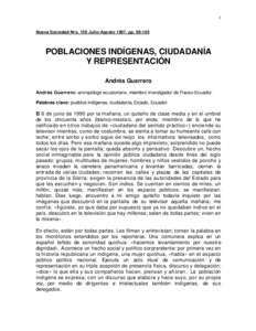 1 Nueva Sociedad Nro. 150 Julio-Agosto 1997, pp[removed]POBLACIONES INDÍGENAS, CIUDADANÍA Y REPRESENTACIÓN Andrés Guerrero