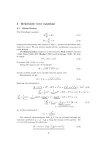 3 3.1 Relativistic wave equations Klein-Gordon