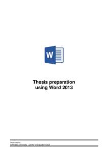 No tears thesis preparation – document preparation + handy tips