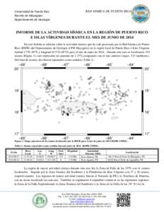 RED SISMICA DE PUERTO RICO  Universidad de Puerto Rico Recinto de Mayagüez Departamento de Geología